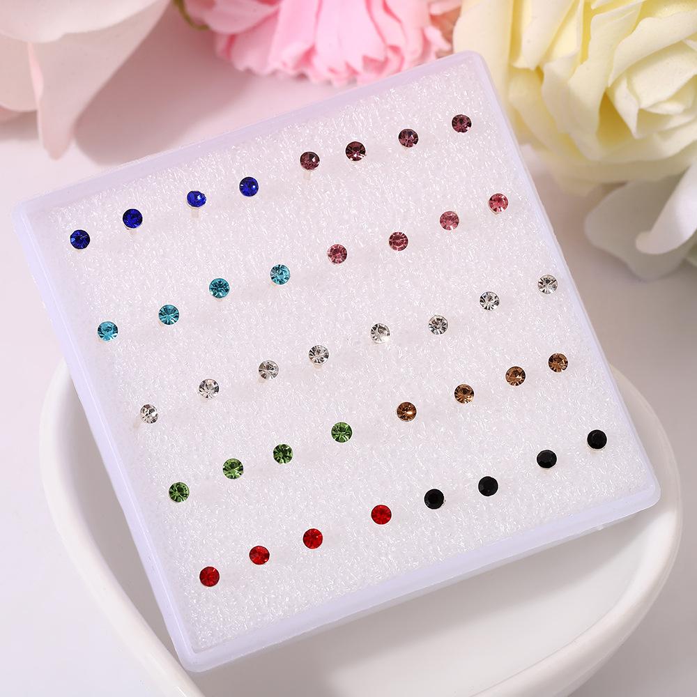 

1 Box Colorful resin earrings, plastic earrings, crystal ear studs, set of ear bone pins