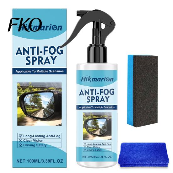 Anti Condensation Spray Car Fog with Cloth Sponge, Automotive Window Spray, 100ml Glass Defogger Kit SpongeLong Lasting for Windshield Rearview чёрный