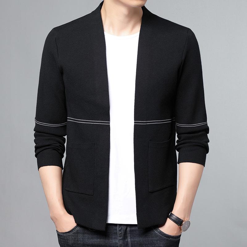 Men's Slim-Fit Knitted Cardigan - Korean Style Fashionable Long Sleeve Sweater Jacket for Spring/Autumn 2025.