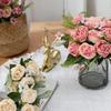 5-Head Artificial Peony Flower Arrangement Table Decoration Simulation Flowers Bouquet DIY Fake Peony Silk Flower