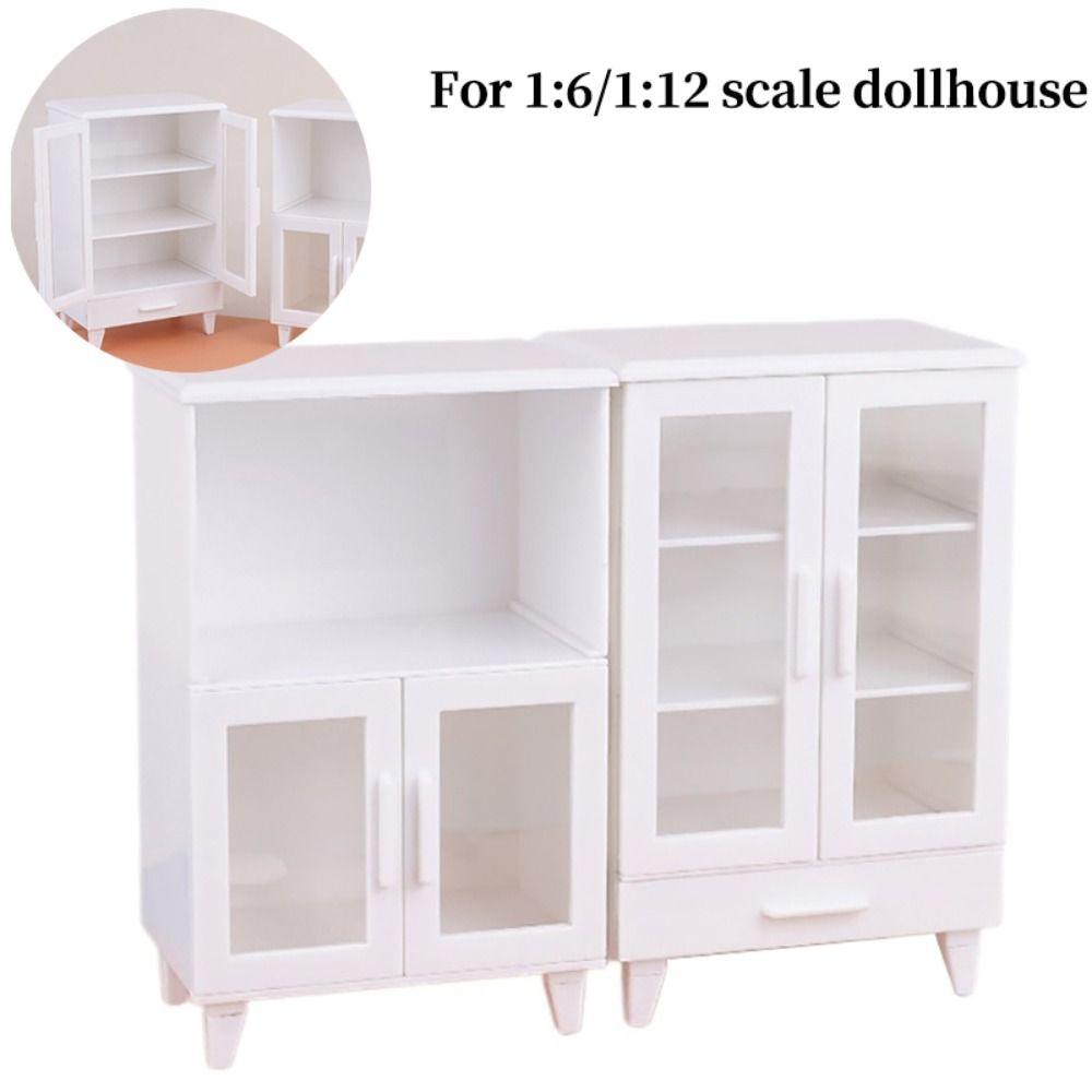 Mini Furniture Dollhouse Cupboard Pretend Play Doll Display Cabinet  Doll House Accessories