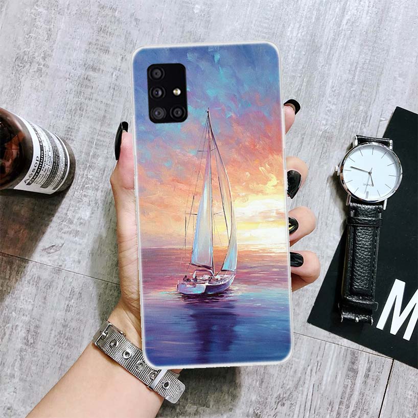 Sailing Boat Phone Case For Samsung Galaxy A14 A15 A13 A12 A54 A55 A53 A52 A04S A24 A25 A23 A22 A34 A35 A33 A32 A03S A02S Case F