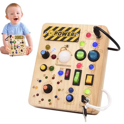 LED Light Switch Busy Board Toddler Light-up Switch Control Wooden Board Fine Motor Skills Kids Educational Learning Activity Game Board Toy