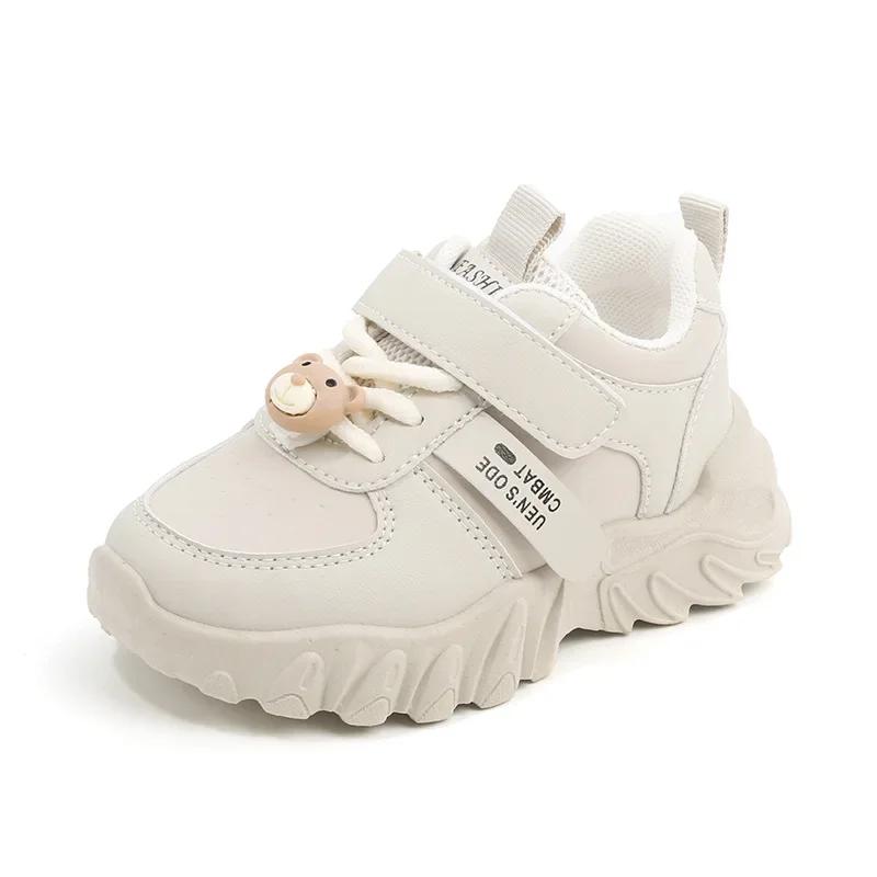 

Children Fashion PU Leather Boy Sports Shoes Soft Sole Comfort Kids Running Sneakers Girl Lightweight Sneakers Solid Color Shoes 24
