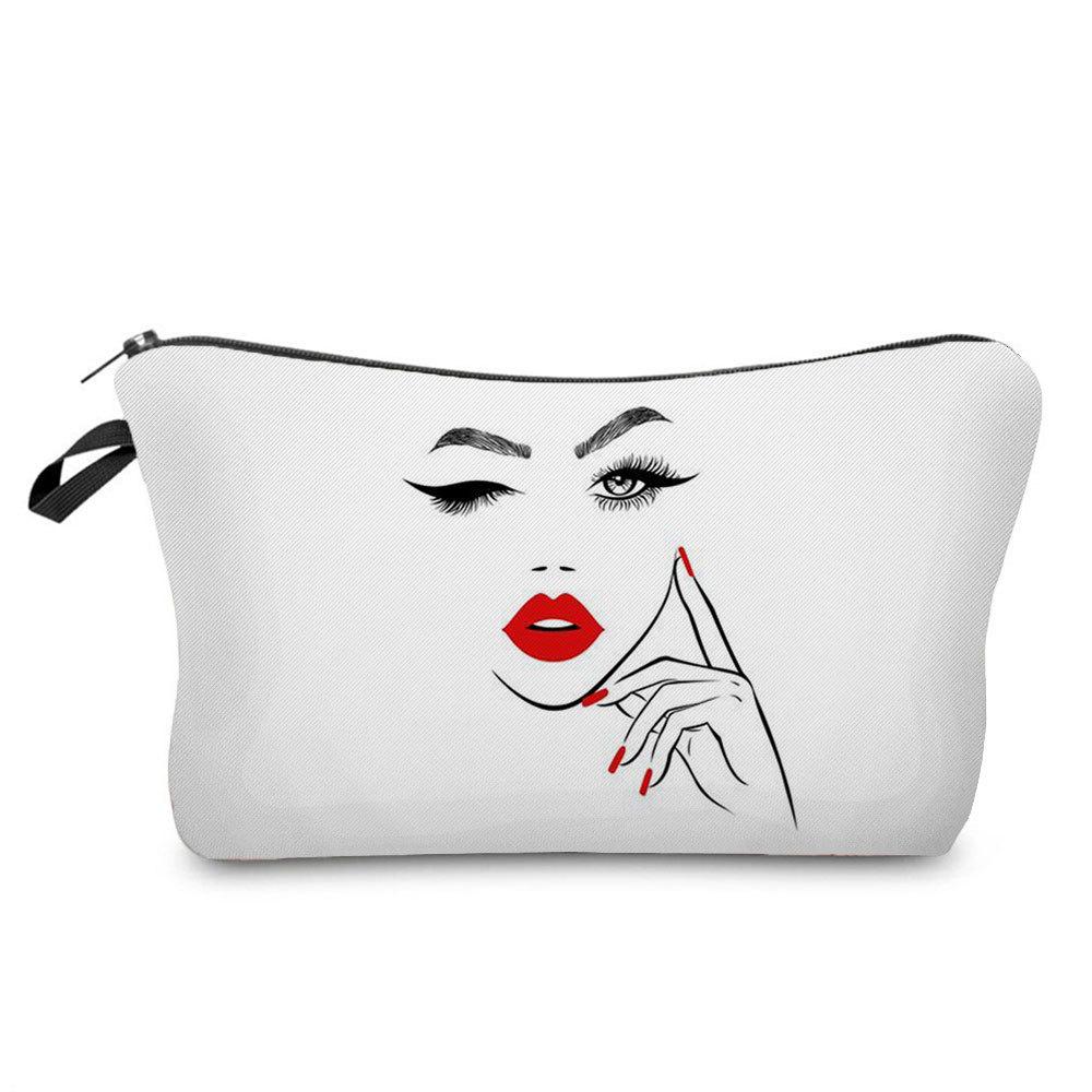 Women Face Print Cosmetic Bag Toiletries Organize Travel Storage Case  6760