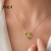 Elegant Birth Flower Jewelry Birthstone Heart Necklace, Stone And Pendant Jan To Stylish Lightweight Dec Floral Birthday Gift for Mom Wife Girlfriend