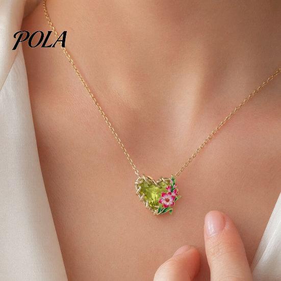 Elegant Birth Flower Jewelry Birthstone Heart Necklace, Stone And Pendant Jan To Stylish Lightweight Dec Floral Birthday Gift for Mom Wife Girlfriend