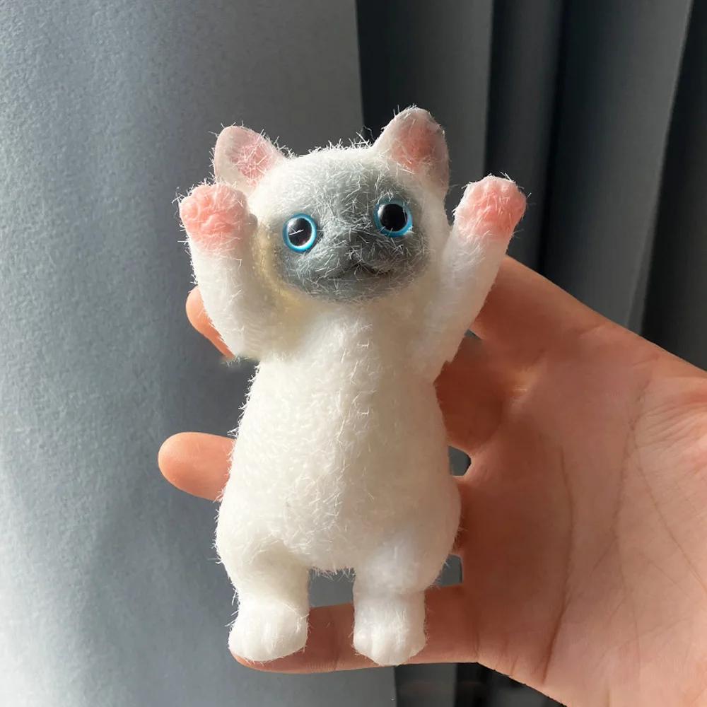 Squishy Cute Flocking Cat Stress Relief Toy, Extra Large Sensory Fidget Toys For Kids Adults Anxiety Relaxation, Squeeze Gift