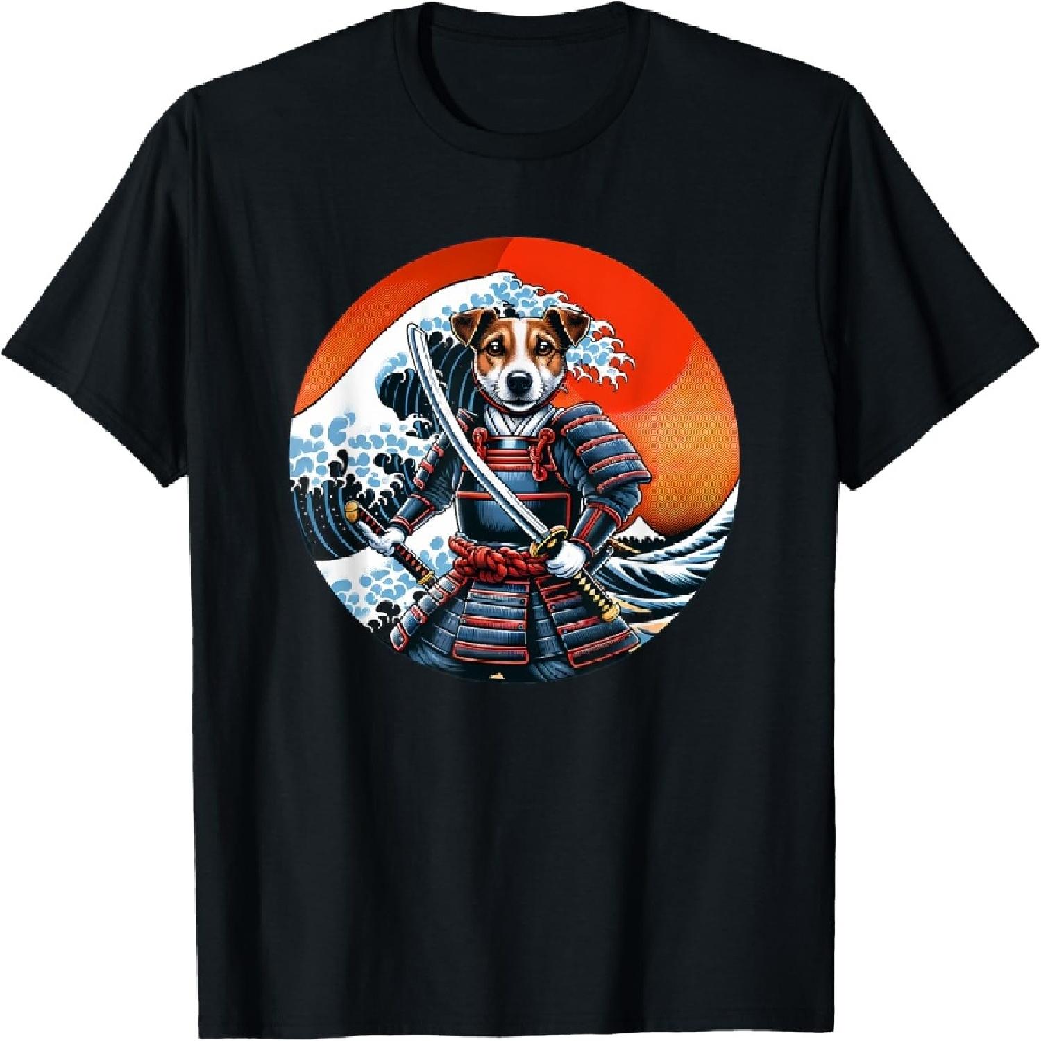Otaku Jack Russell dog Samurai T-Shirt S