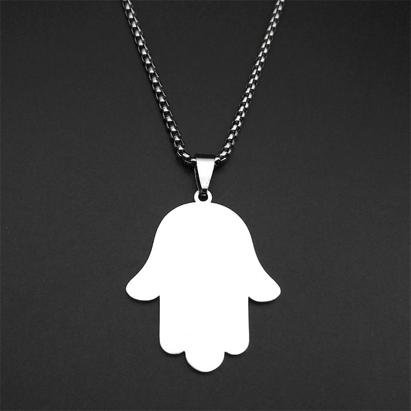 Hand of Fatima Israel Map Pendant Necklace for Women Men Stainless Steel Gold Color Je Hebrew Lucky Amulet Hamsa Jewelry