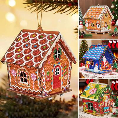DIY Gingerbread House Rhinestone Painting Kit Christmas 3D Rhinestone Art Puzzle Hanging Ornament for Beginners And Adults Holiday Decor