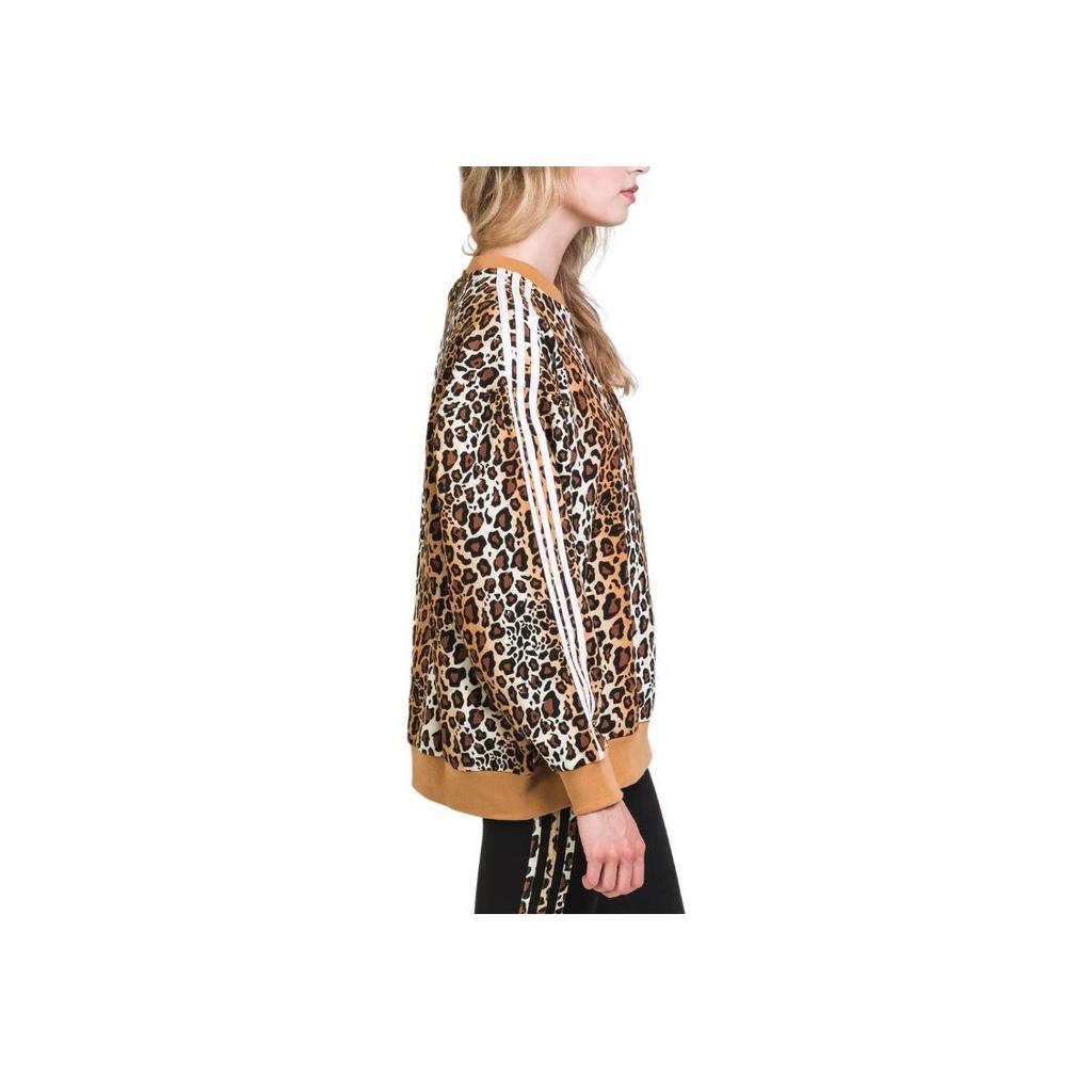 Adidas Leopard Print Crew Neck Pullover Long Sleeve T-Shirt Women Tops HB4763