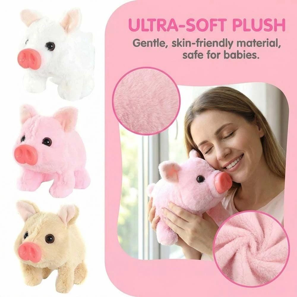 with Wagging Tail Electric Pig Plush Toy Can Walking Stuffed Animal Pig Doll  Interactive Play