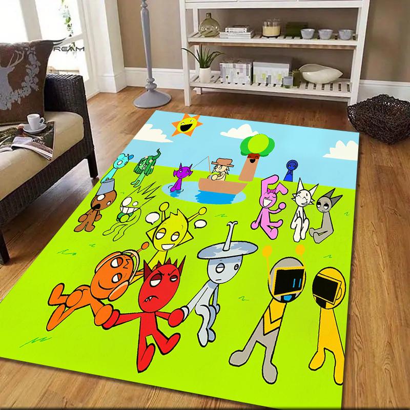 Sprunki Pattern Square Carpet,Area Rug,Carpet Rug for Living Room Bedroom Sofa Playroom Decor,Non-slip Floor Mat,Holiday Birthday Gifts 60cmx90cm