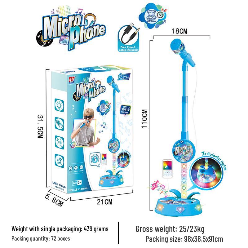 Children's Karaoke Microphone Toy with 5 Lights - Cool Music Player for Boys and Girls