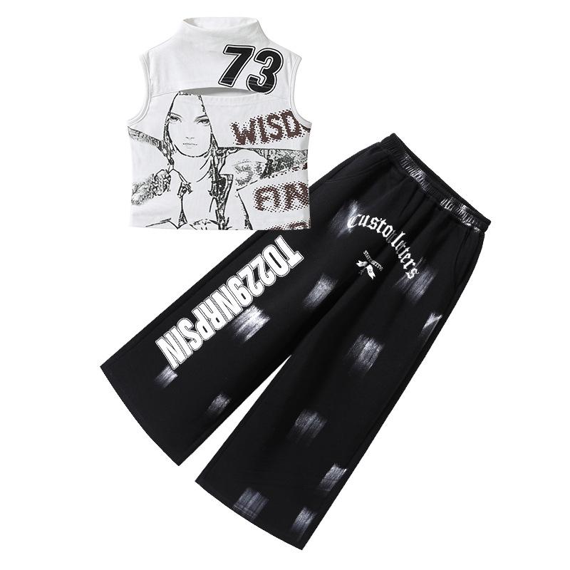 Trendy Girls' Jazz & Hip Hop Dance Crop Top Performance Costume