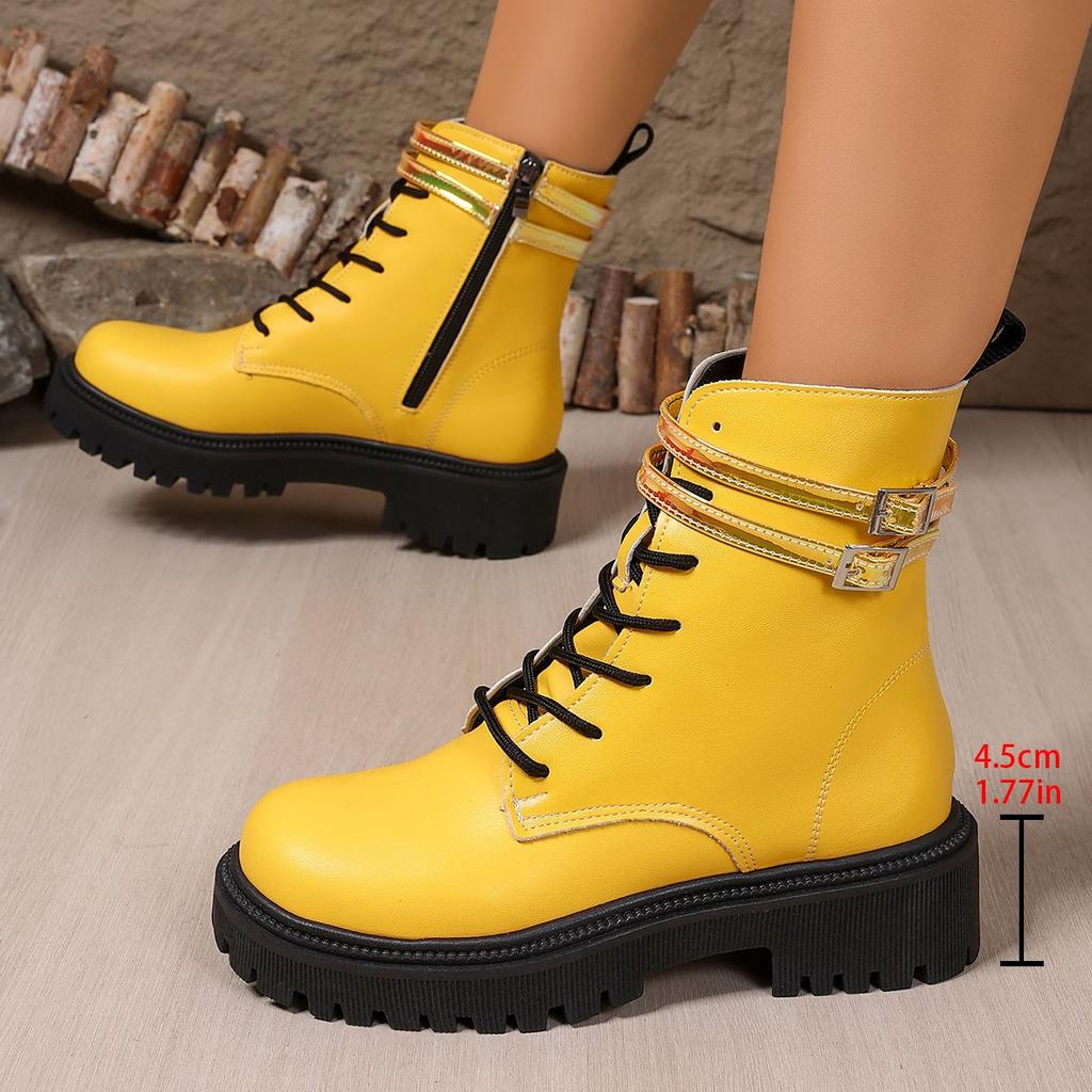 Fashion Booties Fashion British Platform Retro Casual Comfort Round Toe Boots for Women