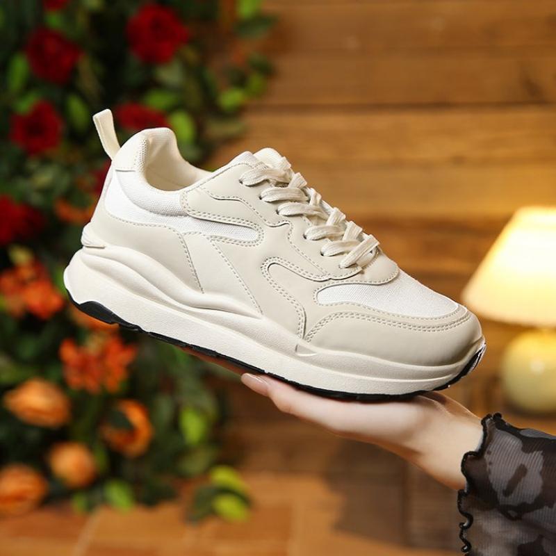 Autumn and Winter Women's Shoes, Women's Sneakers, White Sneakers, Low-top Round-toe Lace-up Casual Shoes