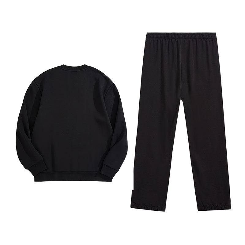 Li-Ning Fashion Logo Print Solid Color Loose Round Neck Sweatshirt Comfortable Long Pants Casual Sports Suit Unisex suit AWDUH61-1+AKLVB57-1