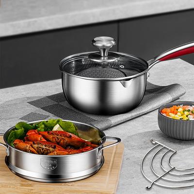 2.5 Quart Saucepan with Steamer Basket and Oil Drain Rack Nonstick 18/10 Stainless Steel Pot