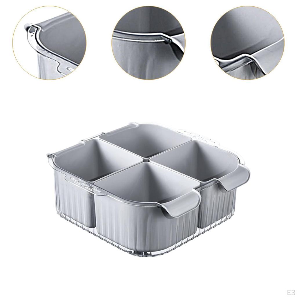 Divided Drain Basket Serving Tray Space Saving Vegetable Washing Colander Bowl