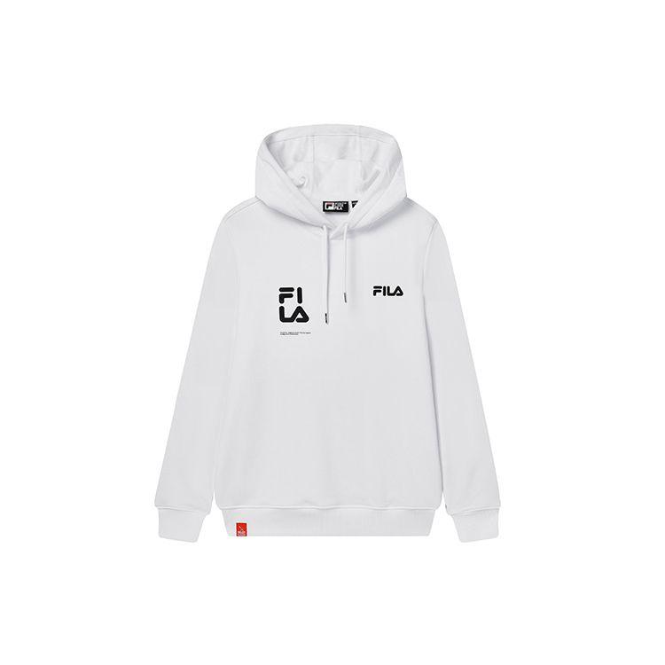 Fila Simple Letter Logo Casual Knit Hoodie Men Hoodies Standard-White F11M249203F-WT