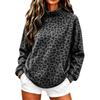 Women's Leopard Print High Neck Pullover Sweatshirt - Loose Fit Long Sleeve Casual Fall Winter Top