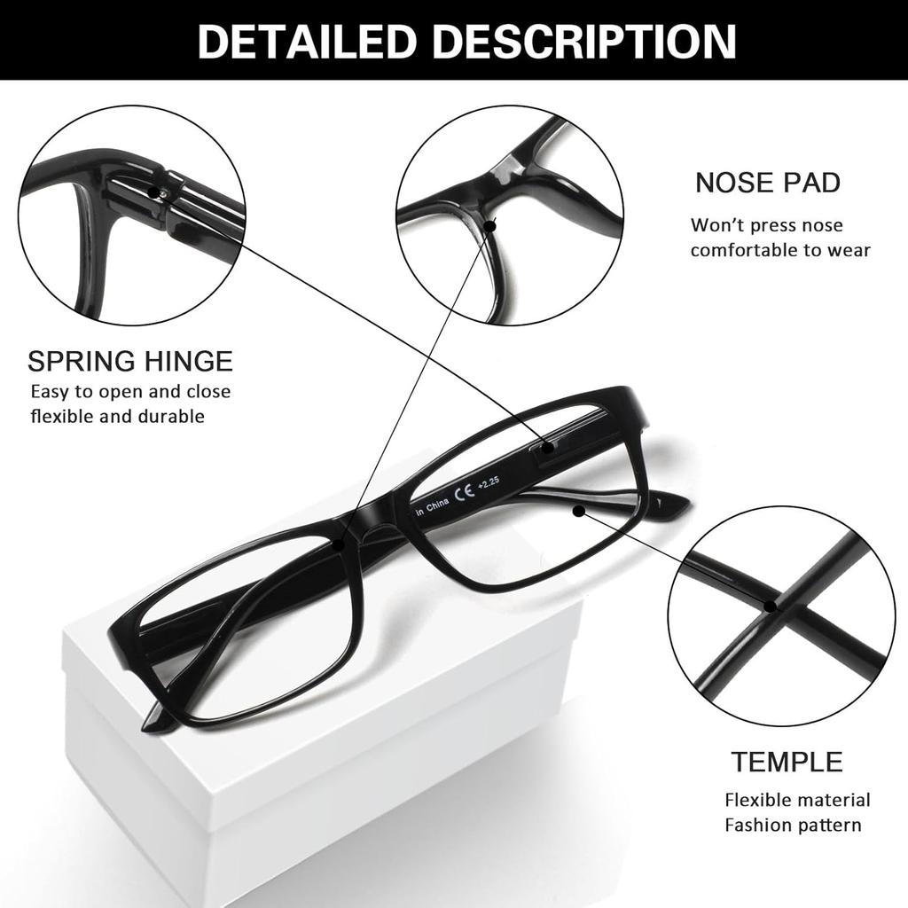 NORPERWIS 6 Pack Reading Glasses for Women men Spring Hinge Readers for Women Men Blue Light Blocking Lightweight Eyeglasses