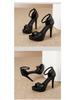 Patent Leather Peep-Toe Stiletto Heels - 12cm One-Strap Platform Sandals for Women