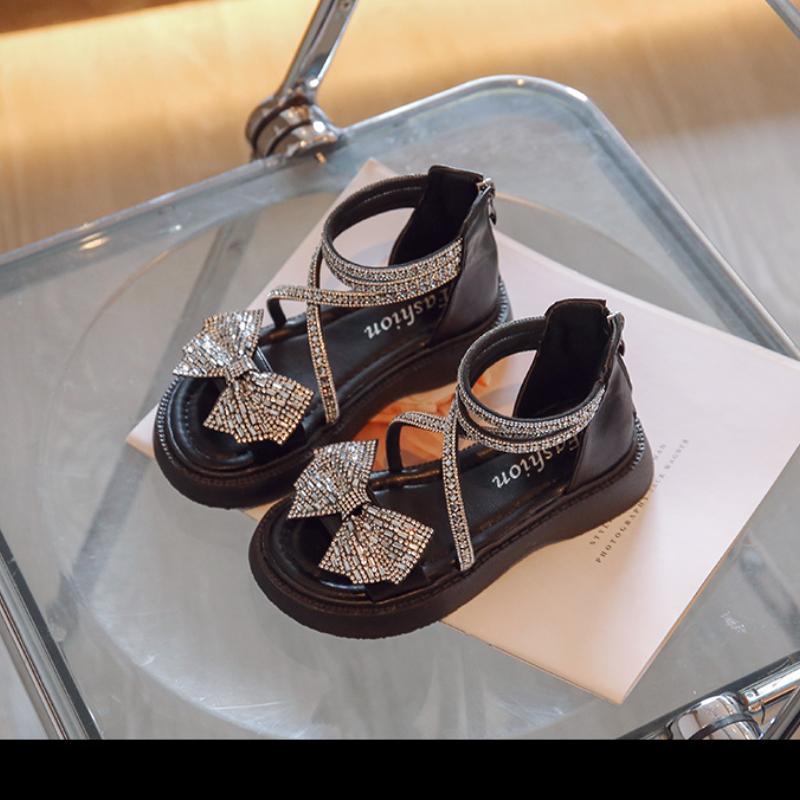 Dívčí boty Dětské boty Letní nová módní dětské sandály s měkkou podrážkou z kůže, vodní diamantové princeznovské boty, dívčí sandály, římské boty