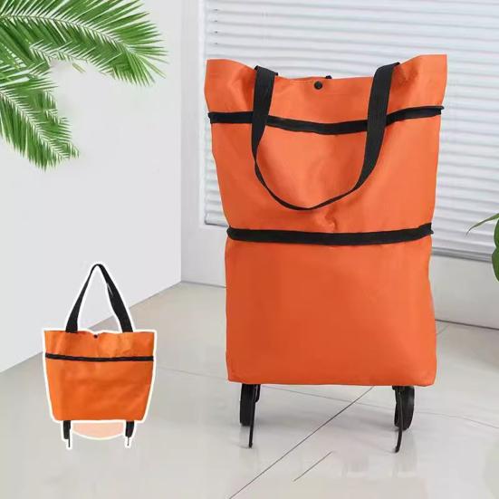 Foldable Shopping Bag with Wheels Large Capacity Waterproof Foldable Design Multipurpose Grocery Shopping Cart