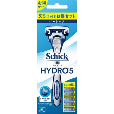Sic japan Schick Hydro 5 Basic Combo Pack mit Klingen + 4 Ersatzklingen Halter für Männer Rasierer für Männer Achten Sie darauf, sich beim Ersetzen nicht zu verletzen