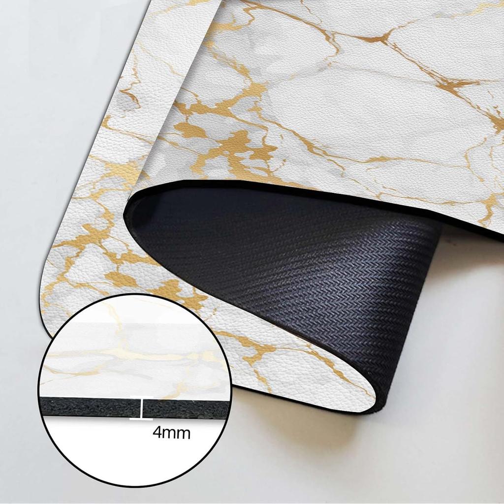 MCALK Marble White Kitchen Sink Faucet Mat Splash Guard, Absorbent Quick-Dry Kitchen Sink Mat - Ideal for Splash Guard & Drip Catching with Modern