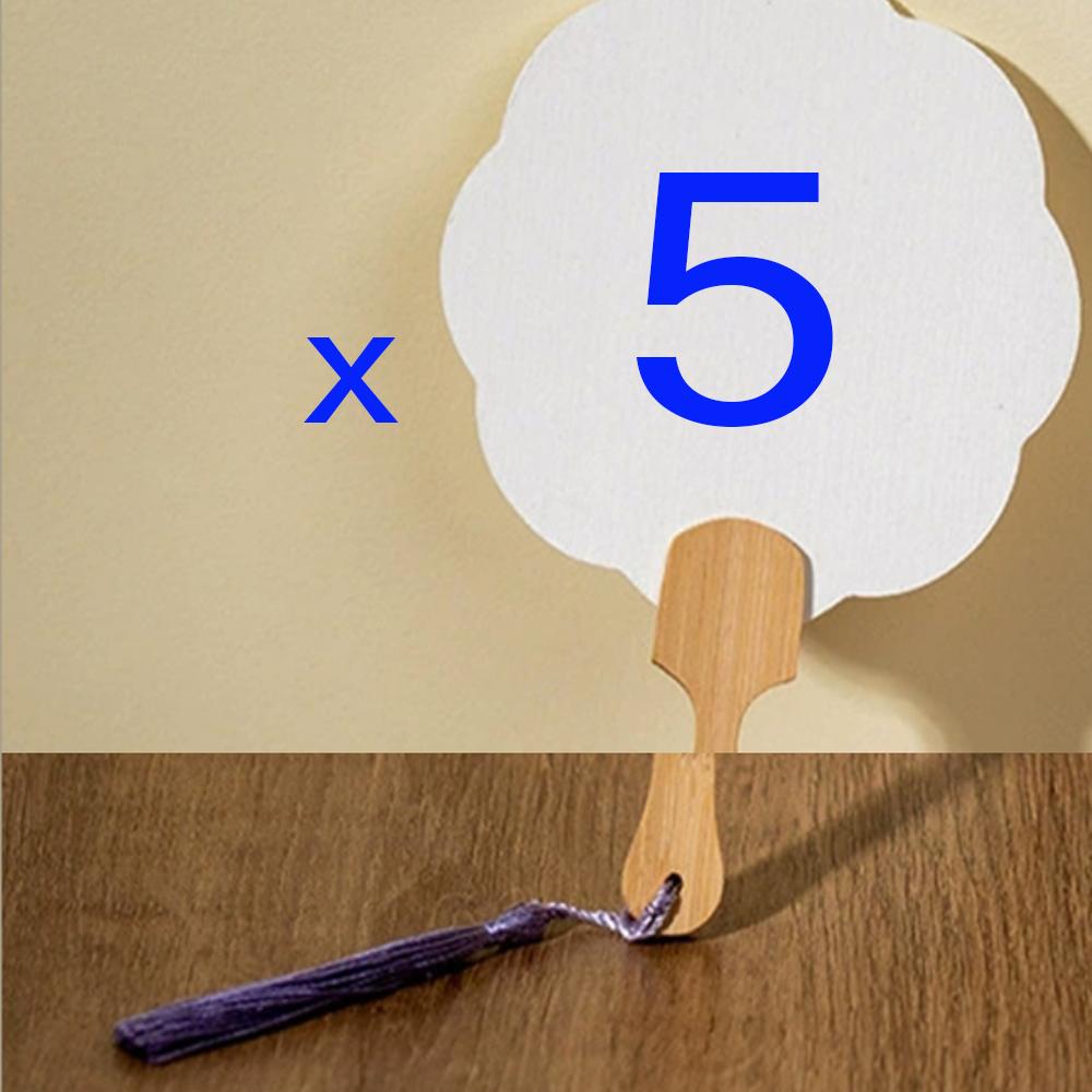 Blank DIY Paper-Fan (Flower) 5EA for Workshop / ArtClass(Coloring, Caligraphy, Etc)