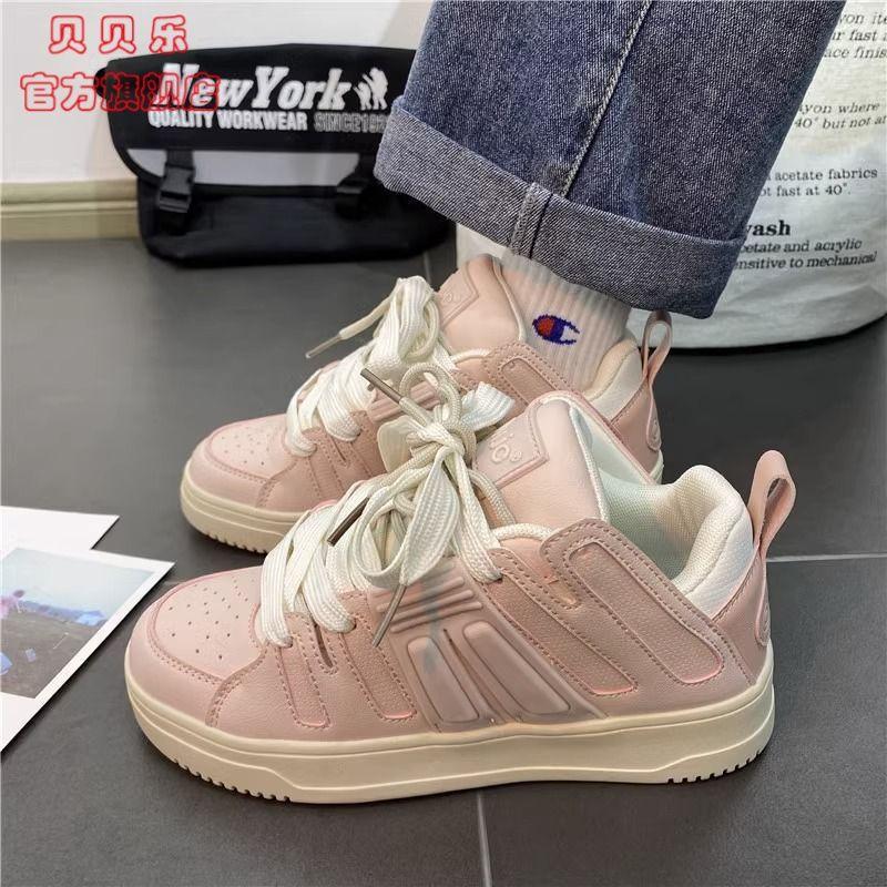 

PLOVER niche leisure sports little white shoes women s college chic Hong Kong flavor versatile pink bread shoes trendy board shoes 35