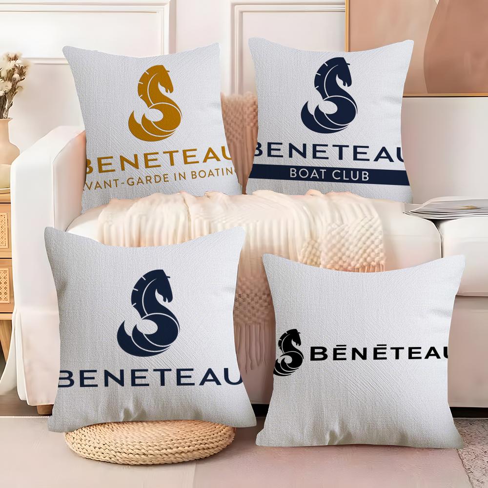 Cartoon BBeneteauS YYachts Pillow Case Silky elegant Comfort Sofa Bed Invisible zipper