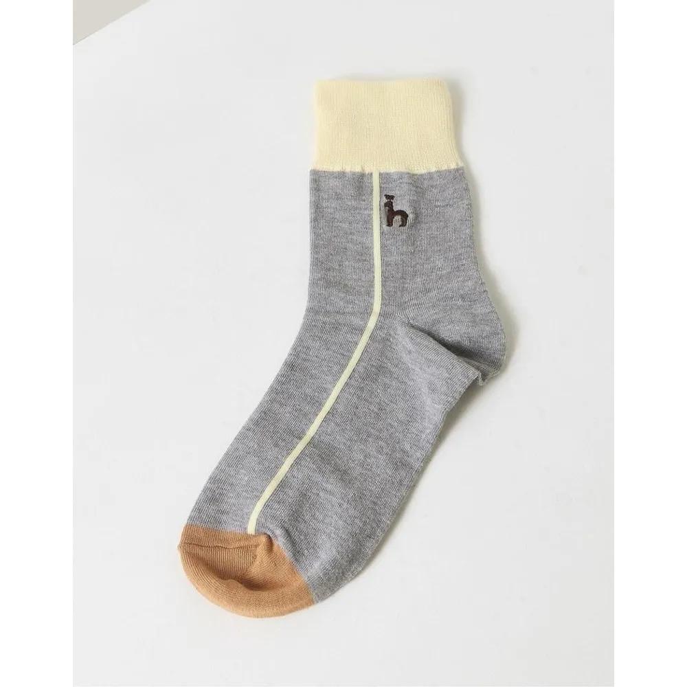 HISS5E303W2_Women's Puppy Embroidery Mixed Pattern Mid-Length Socks 3-Piece Set