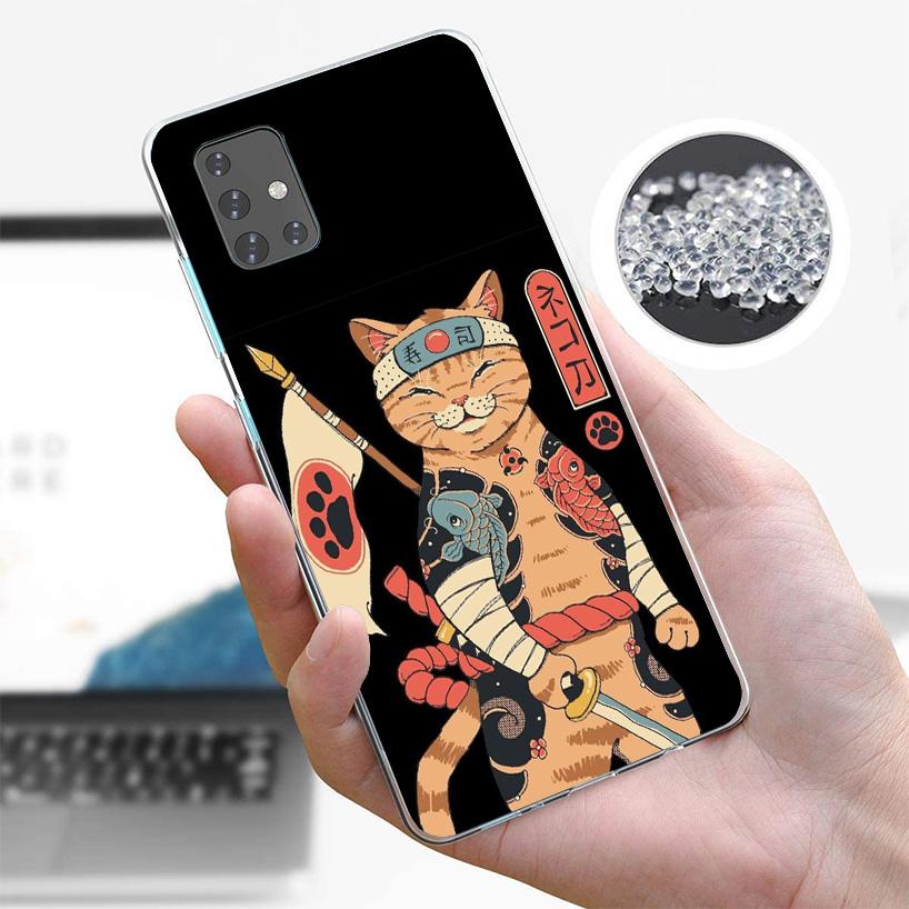 Ramen Sushi Samurai Tattoo Cat Phone Case For Samsung Galaxy A52 A32 A22 A12 A51 A31 A50S A30S A20S A10S Note 20 Ultra 10 Plus S