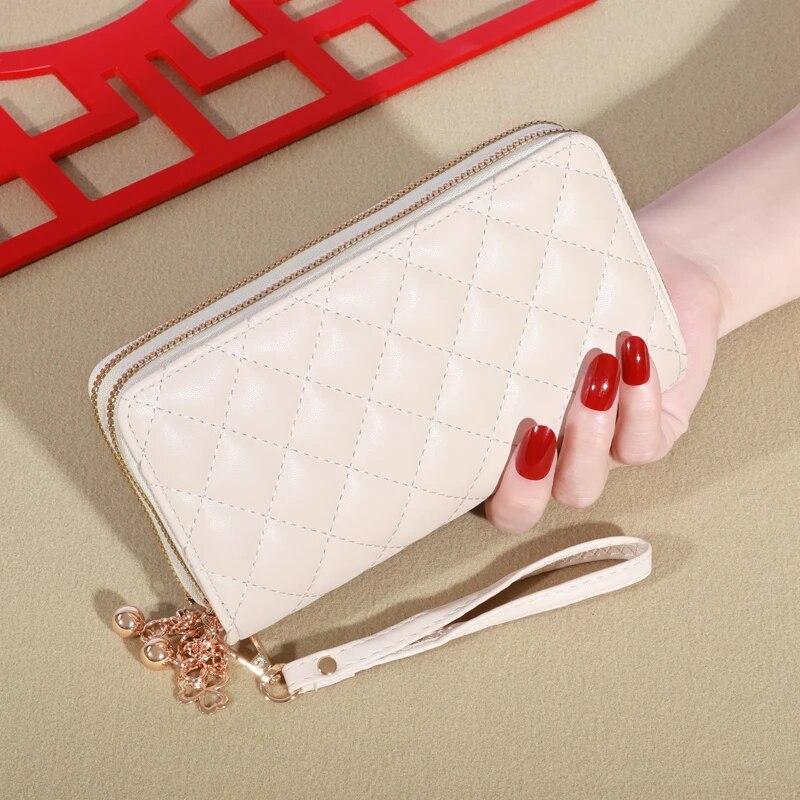 Long Women Wallet Purses Tassel Coin Holder_arge Capacity Double Zipper Pu LeatherCard Multilayer Storage Moneyclip Clutch Bag