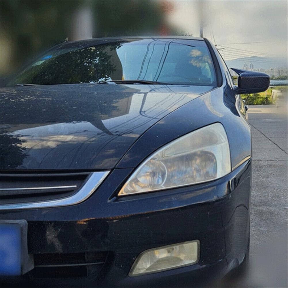 Pair Carbon Fiber Black Rearview Mirror Cover Cap For Honda Accord 7th 2003-2007