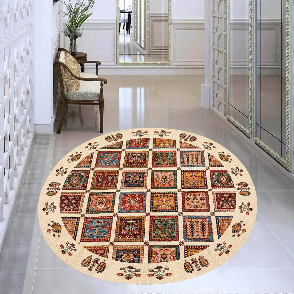 

Eliana Home Моющийся круглый ковер с принтом LNA7345-HT648 100x100 красный