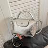 Women's 2024 Silver Textured Dumpling Shoulder Bag - Versatile Summer Crossbody Handbag