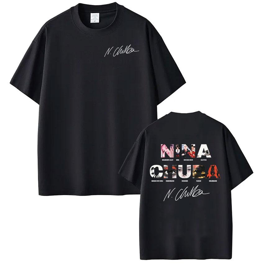 

Singer Nina Chuba Album Tour 2025 Pattern Tshirt New Mens Womens Hiphop Round Neck Cotton Oversized Short Sleeved Shirt M