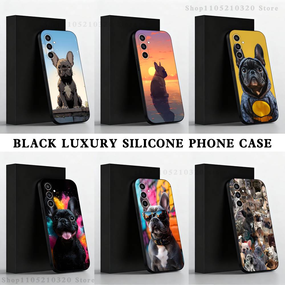 French Bulldog Dog Pet Phone Case For Samsung S25,S24,S21,S22,S23,S30,Ultra,S20,Plus,Fe,Lite,Note,10,9,5G Black Cover