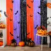 2025 New Tricolor Black and Orange with Purple Foil Fringe Door Curtains Photo Booth Back-drop for Halloween Party Decorations