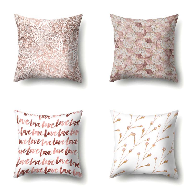 Polyester Pillow Case Automobile Decoration Home Printed Pillow Case Waist Cushion Cover Car Cushion Head Cushion Cover