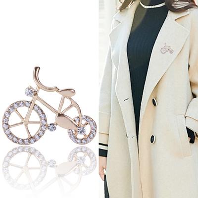 Brooch a forma di bicicletta con strass di alta gamma, creativo, per amanti della bicicletta, fibbia creativa per foulard di seta, spilla da donna
