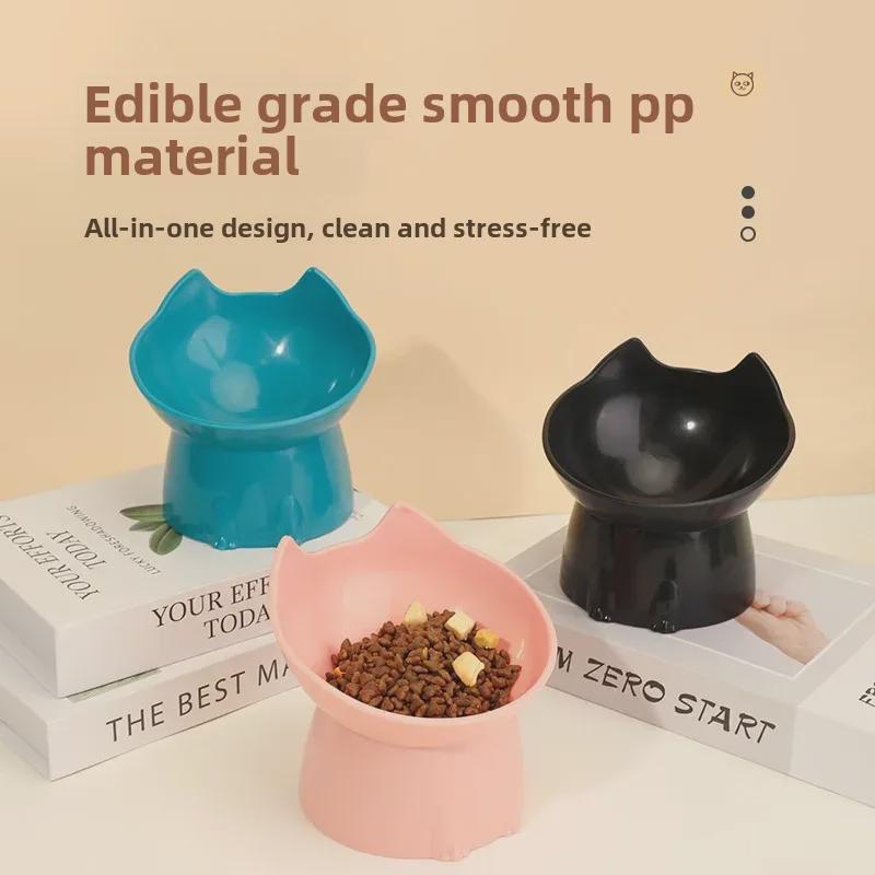 Tigela Elevada Anti-Queda para Gatos: Alta Capacidade, Design Oblíquo para Proteção do Pescoço e Prevenção da Espondilose Cervical