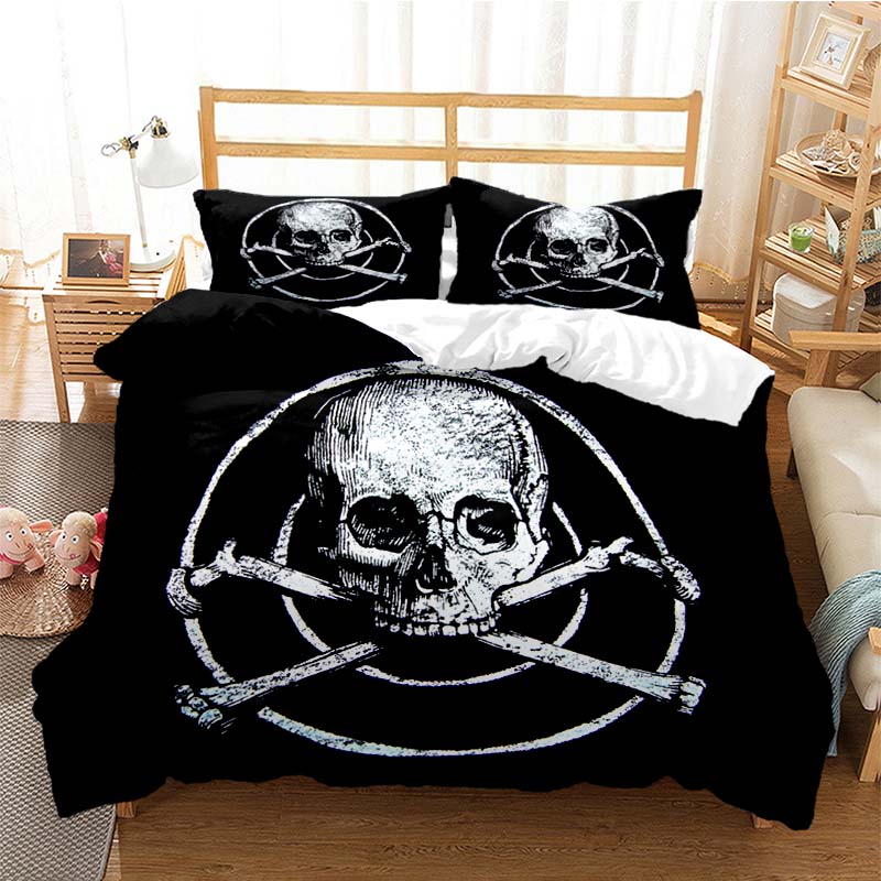 Sugar Skull Duvet Cover Set Queen Size Flowers Skeleton Bed Linen Double Bedding Set With Pillowcase King Size Skull Quilt Cover