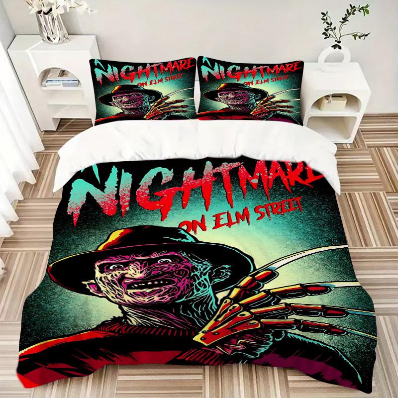 3pcs A Nightmare on Elm Street Bedding Set, Soft Polyester Duvet Cover and Pillowcases Seasons all suitable, Design for Bedroom L1003076